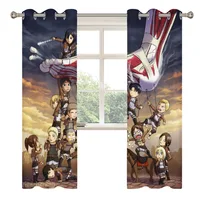 Wings of Liberty Attack on Titan Retro 2 PC Blackout Windows Curtain  for Living Room Bedroom Bathroom Curtains 2