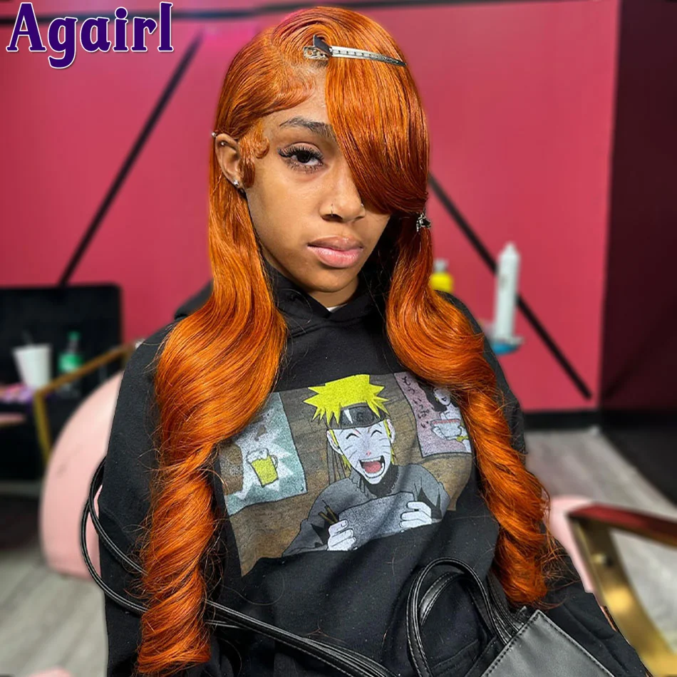 

13X6 13X4 Orange Ginger Lace Front Wigs Pre Plucked Glueless Body Wave Wigs Human Hair for Women Brazilian Remy 5X5 Closure Wigs