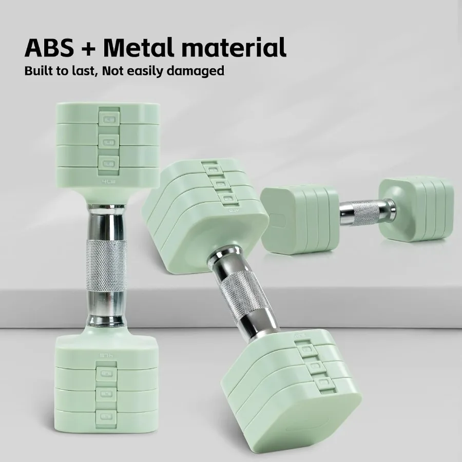 20LBS Adjustable Dumbbell Set, 4 in 1 Free Weights Dumbbells Set for,4lb 6lb 8lb 10lb, with Metal Non Slip Handle，Quick Change，H