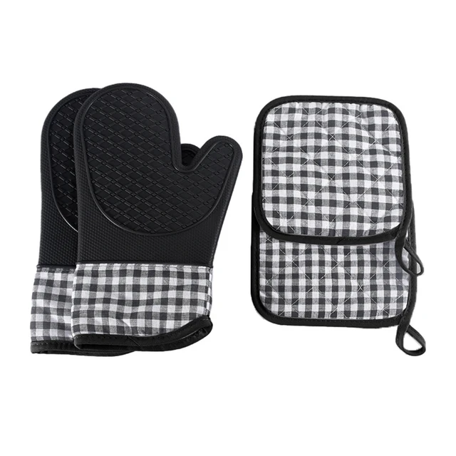 Heat Resistant Oven Gloves Oven Mitts for Kitchen Cooking Grilling Pot  Holders - AliExpress