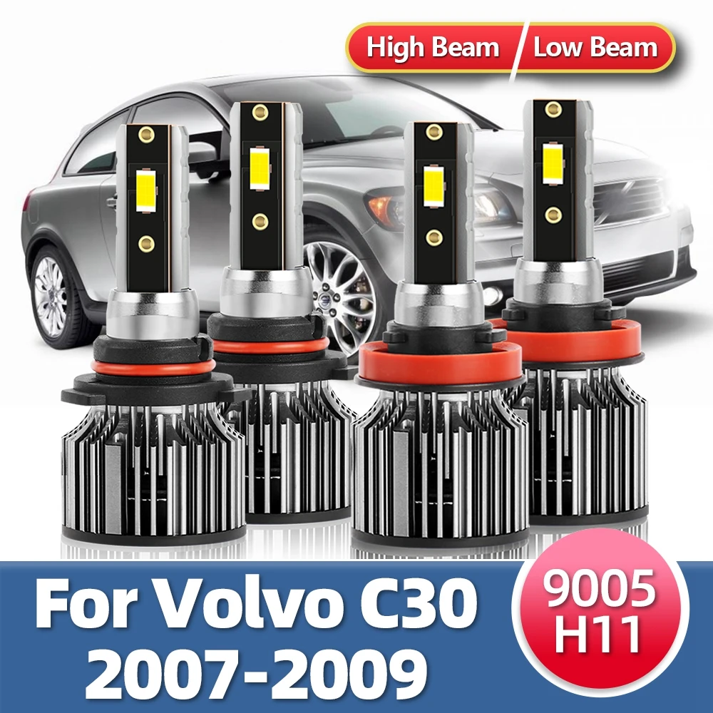 

4x LED 9005 H11 Headlights Front Car Light Bulbs High Low Combo Headlamp Bright CSP Lamps Kit For Volvo C30 2007 2008 2009
