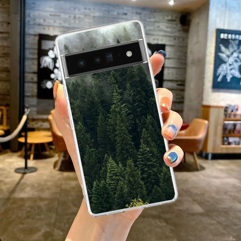 Eco-Friendly Forest Geometry Wood Phone Case - Durable Silicone Soft TPU Clear Cover