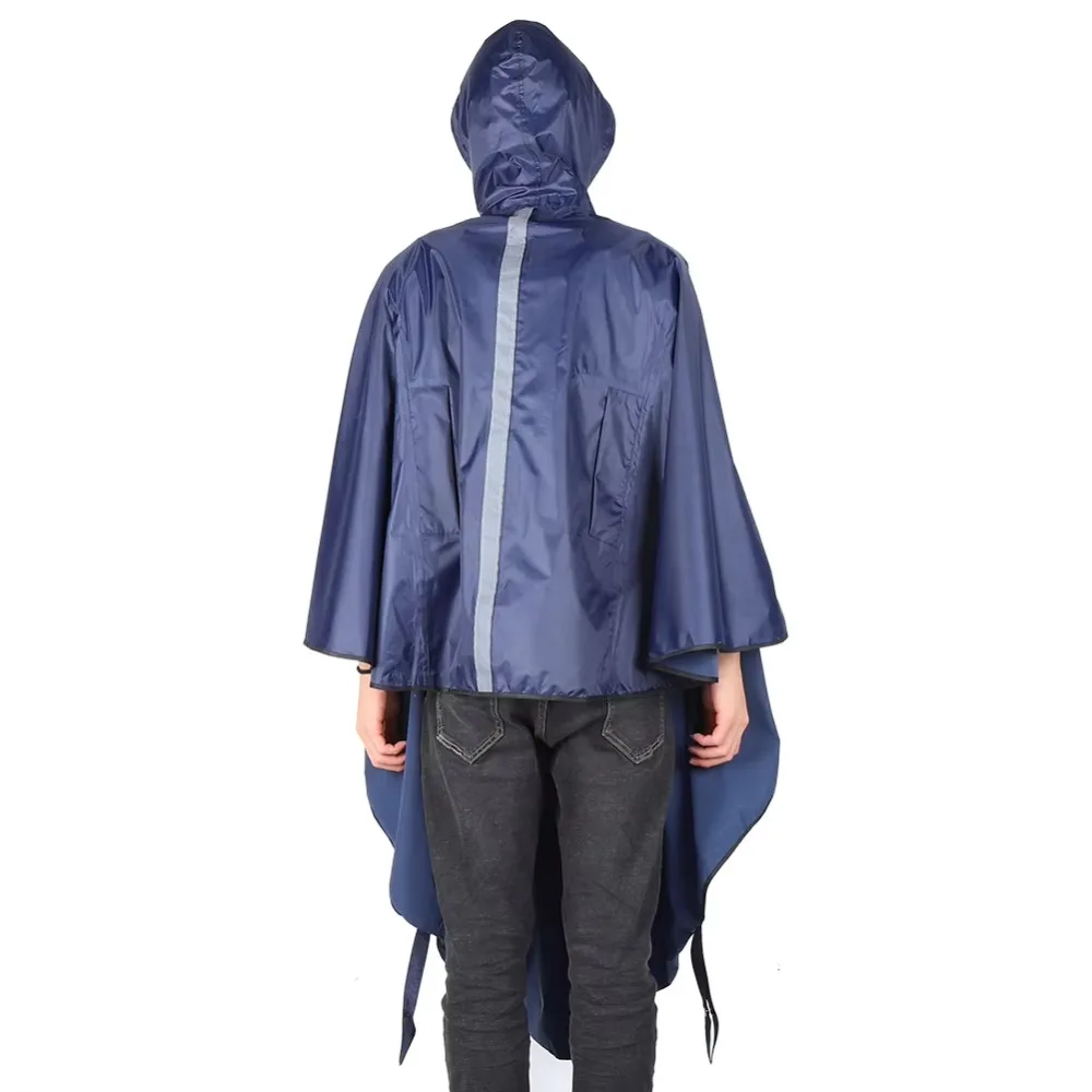 Reflective Waterproof Hooded Wheelchair High Quality Rain Cover Raincoat Clothing for Elderly Disableds 1PC(Navy Blue Free Size)