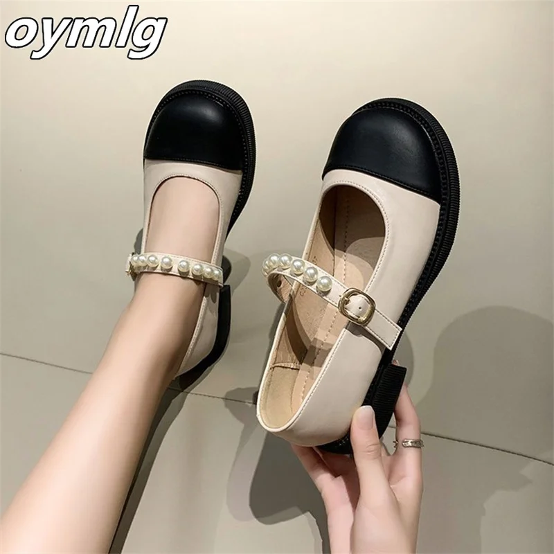 Women's shoes retro color matching single shoe flat bottom small fragrant wind shallow mouth small leather shoes summer 2023 new
