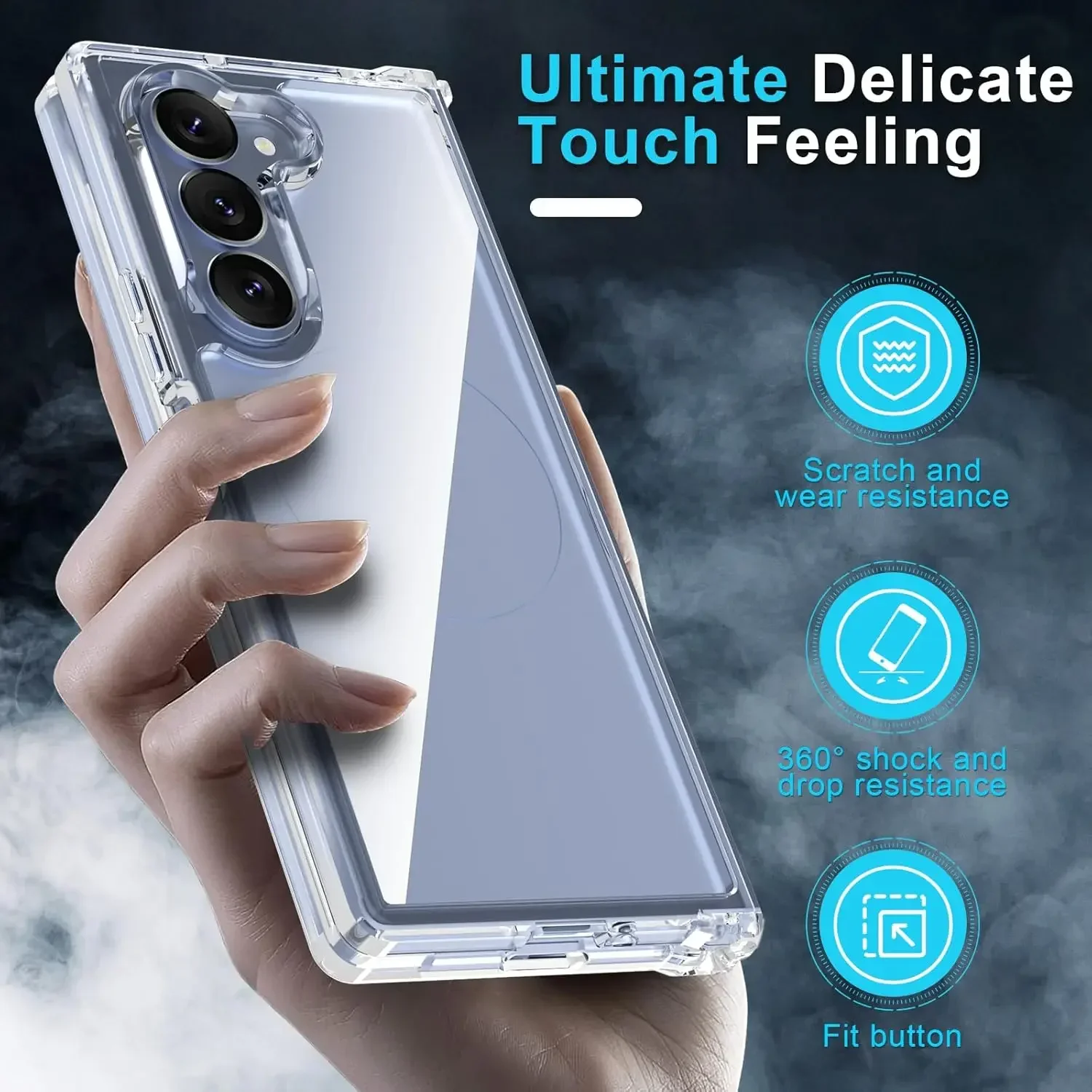 Transparent Case for Samsung Galaxy Z Fold 7/6/5/4/3 Protective Cover PC Case for Galaxy Z Fold7 Fold6 Fold 5 4 Shockproof Shell