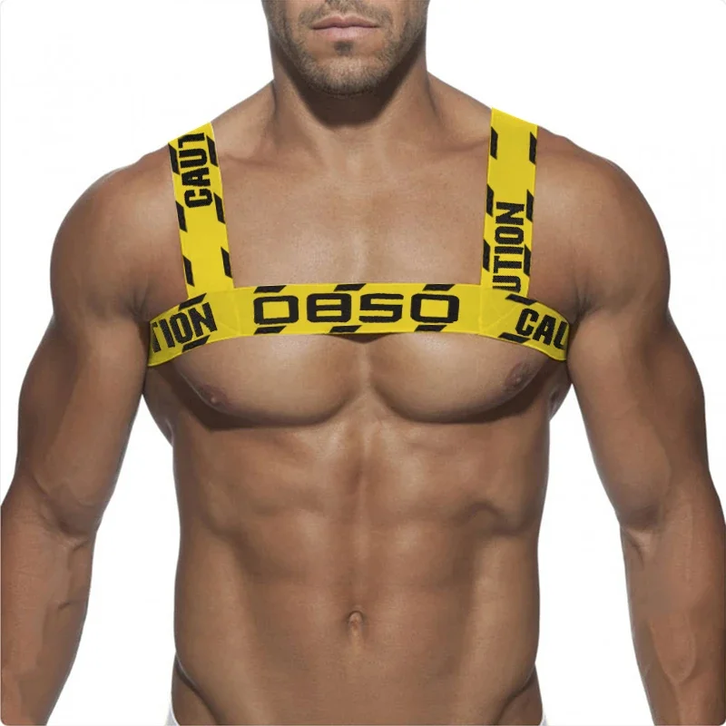 

Sexy Elastic Band Harness Men Shoulder Straps Chest BDSM Bondage Muscle Halter Belt Men Bodysuite Gay Clubwear breasts Costume