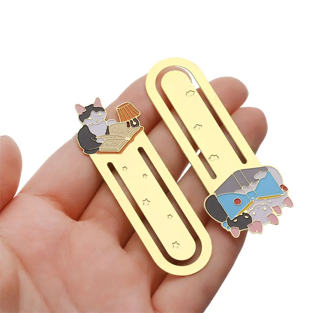 School Supplies Gold-plated Cartoon Book Folder Bookmark Label Cute Cats