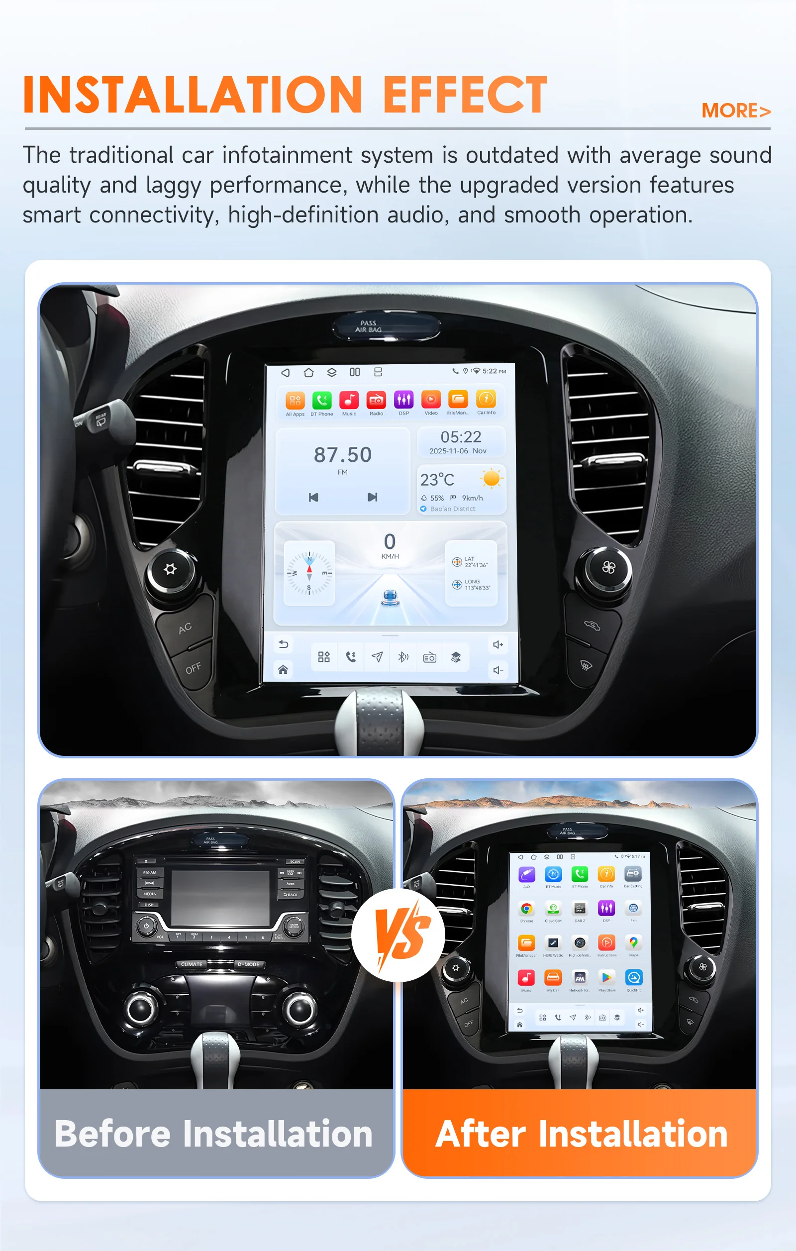 9,7-Zoll-2DIN-Carplay-Android-14-Autoradio für NISSAN Juke 2011-2018 Infiniti ESQ 2014-2019 Multimedia-Player 6115 8-Kern-GPS-Bildschirm – Detail 4