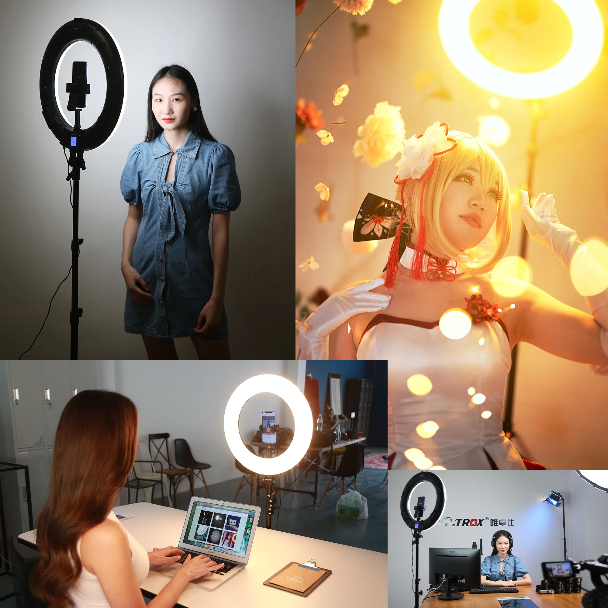 VILTROX 18 inch Professional RGB LED Ring Light with Tripod Selfie Lamp  Studio Photo Light Bi-color for Makeup Live broadcast