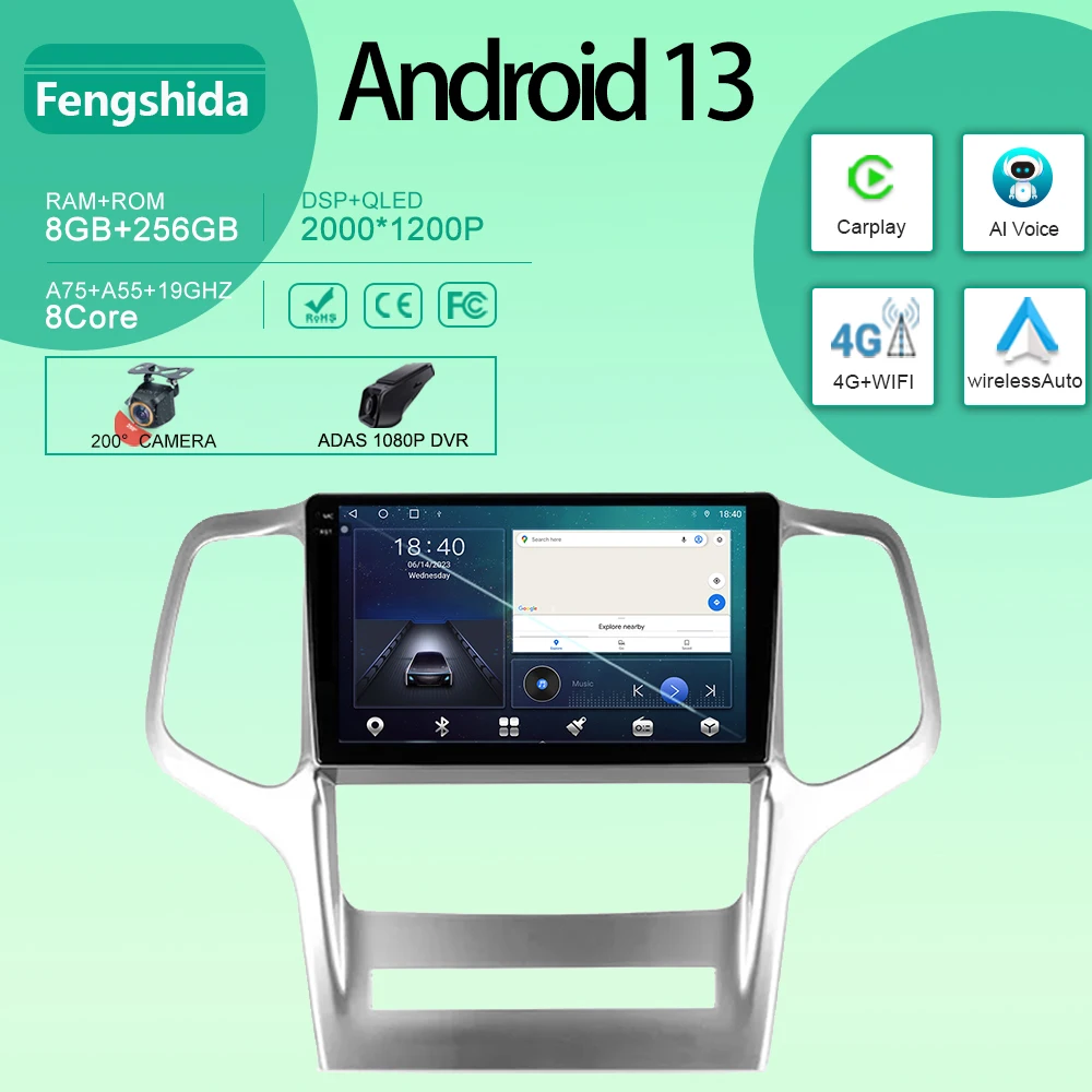 Auto Android Per Jeep Grand Cherokee Wk2 2010 - 2013 Radio Stereo Head Unit Lettore Multimediale Navigazione Carplay No 2Din Dvd