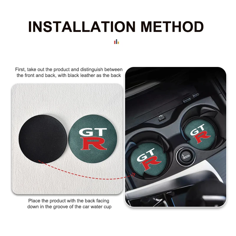 Car Coaster Water Cup Holder Anti-Slip Pad Suede Accessories For Nissan GTR GT-R NISMO R35 Teana Skyline Kawasaki