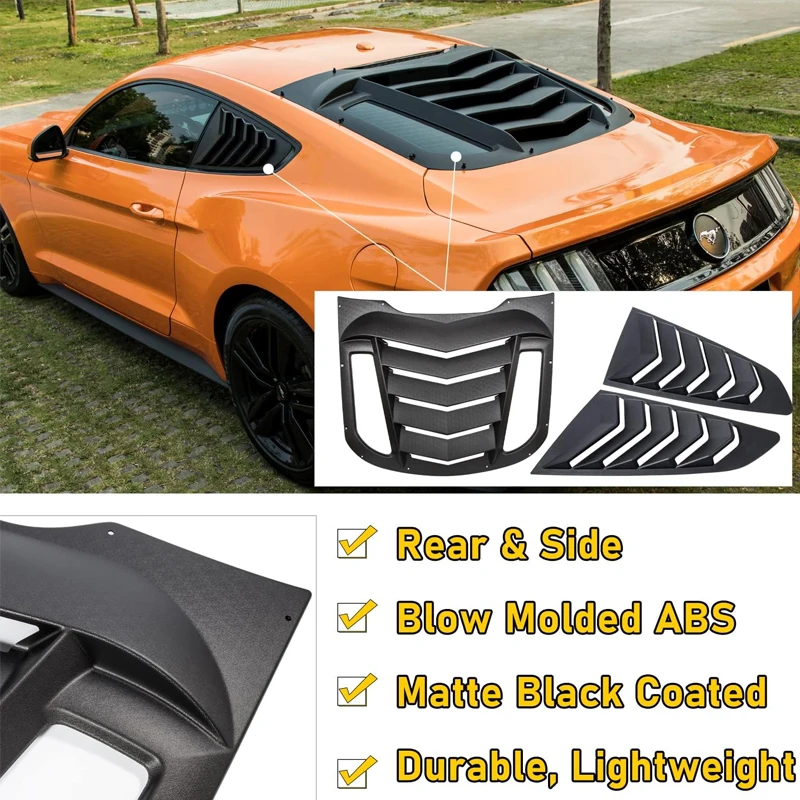 Rear + Side Car Window Louvers Compatible with Ford Mustang 2015