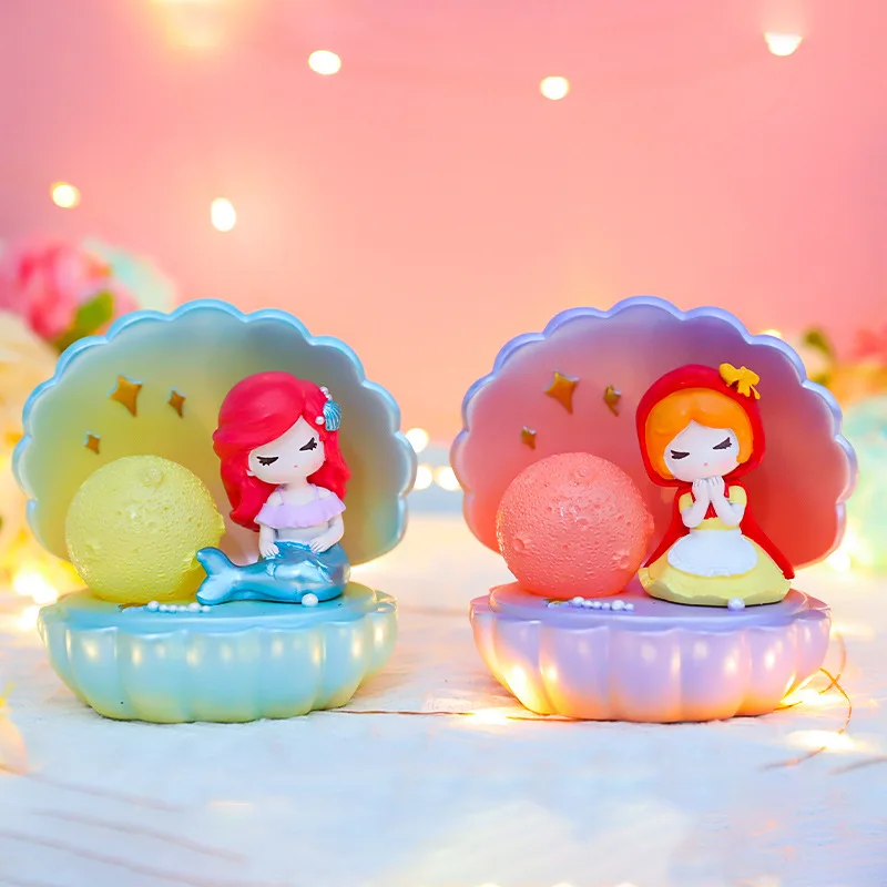 Disney Cartoon Night Light Biancaneve Anime The Little Mermaid Resinoso Night Light Room Action Figures Giocattoli Regalo