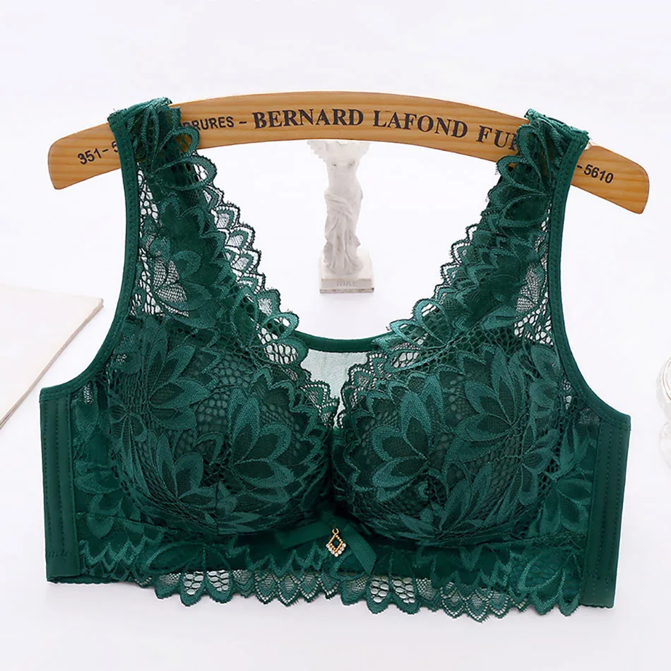 Women Elegant Plus Size Lace Bra No Underwire Comfortable Stylish 3/4 Cup Seamless Bralette Summer Thin Pregnant Maternity Bra 2