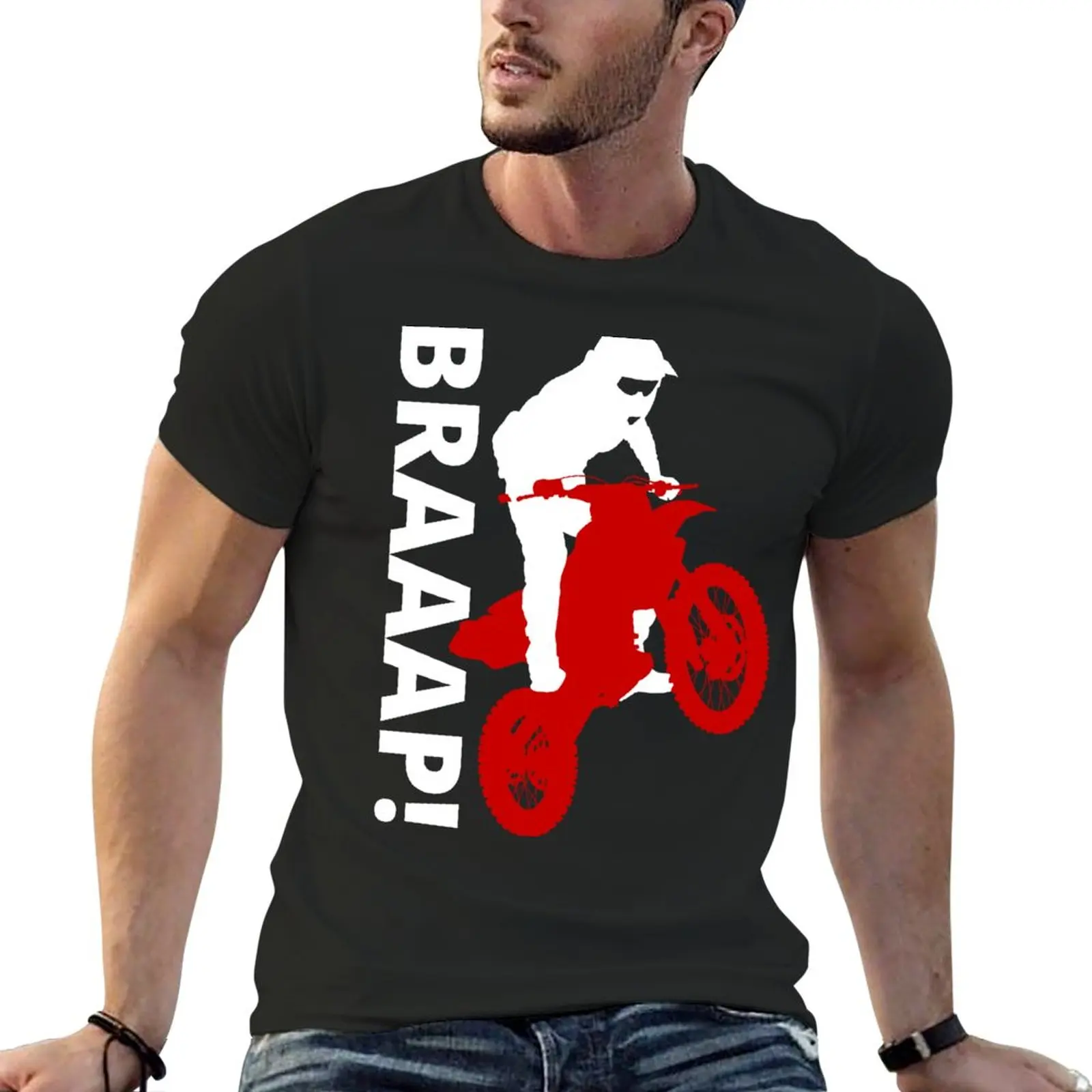 

BRAAAP! Dirt Biking ( Red and White) T-Shirt plus sizes korean fashion customizeds designer t shirt men