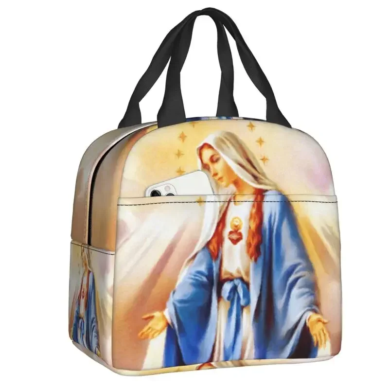 

Catholic Virgin Mary Lunch Box Women Cooler Thermal Food Insulated Lunch Bag Kids School Children Portable Picnic Tote Bags