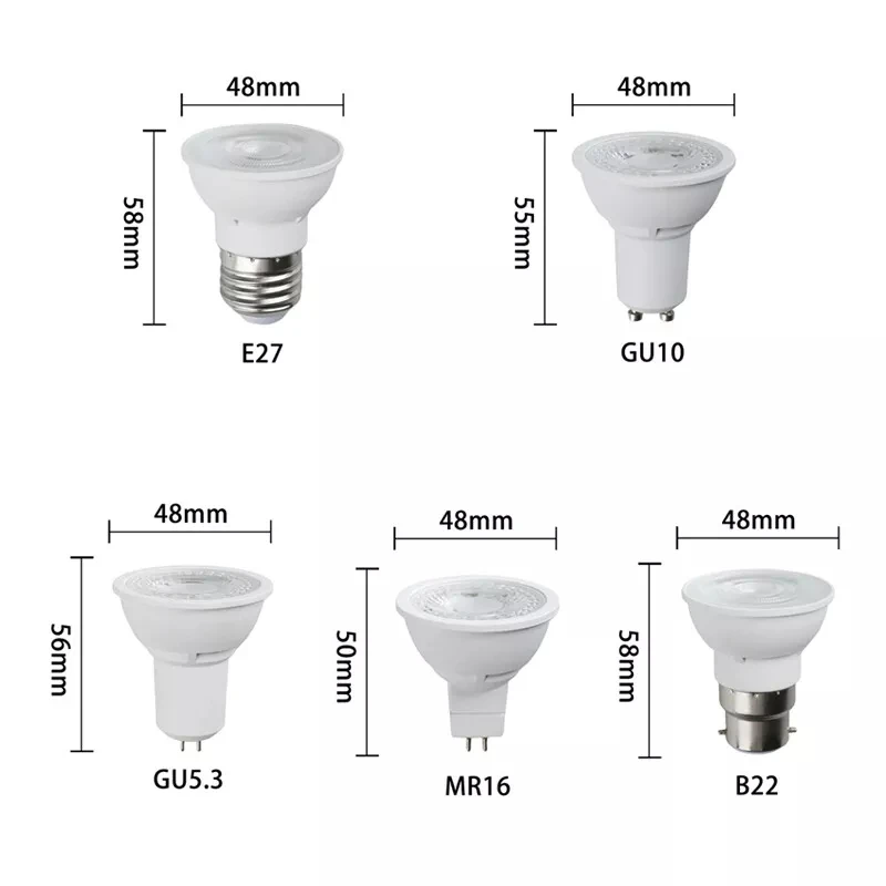 가정용 LED COBD 스포트라이트, 조광 가능, 36 도 조명, AC 220V, 차가운 따뜻한 흰색, 7 W, GU10, GU5.3, E27, B22, MR16