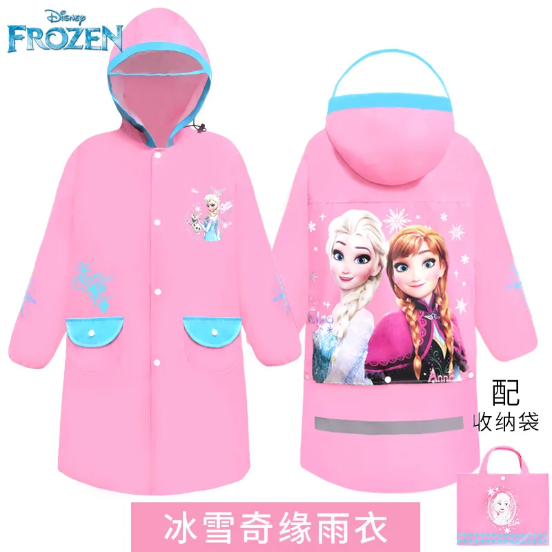 Children Raincoat Girls Frozen with Schoolbags Thickened Toddler Children Baby Pupils Poncho Rain Coats Waterproof with Hood