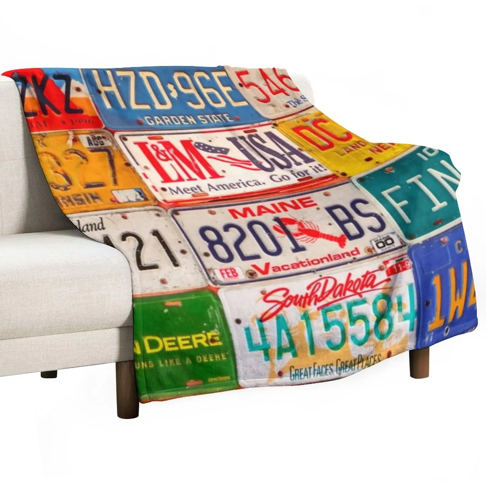 

United States License Plates Art America Throw Blanket Heavy Blanket For Sofa