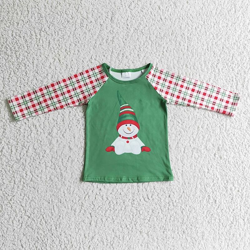 Wholesale christmas girl santa green plaid long sleeve blouse red leggings  outfits - AliExpress