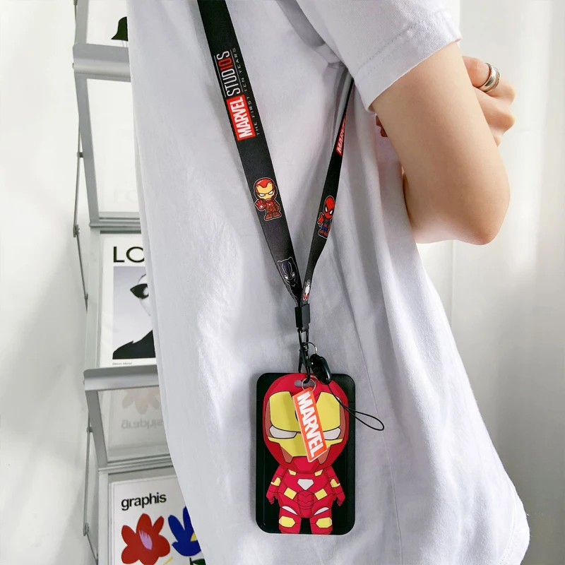 Disney Superhero ID Card Holder Neck Strap Pendant Cool Boys Door Badge Holder Lanyards Keychain Men Work Credential Case Gift 5