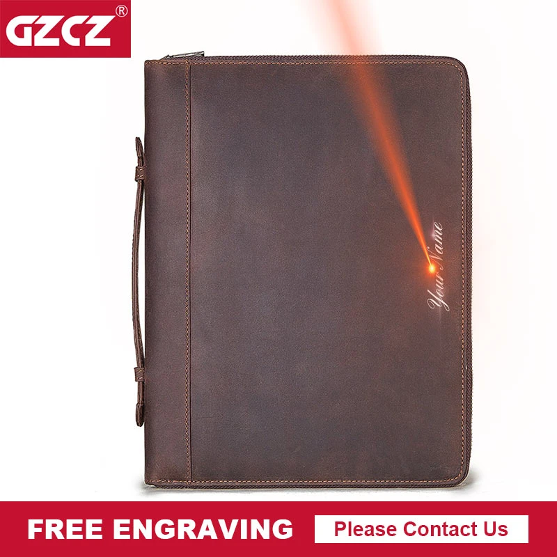 Genuine Leather Briefcase Portfolio For Ipad Pro Portable Business