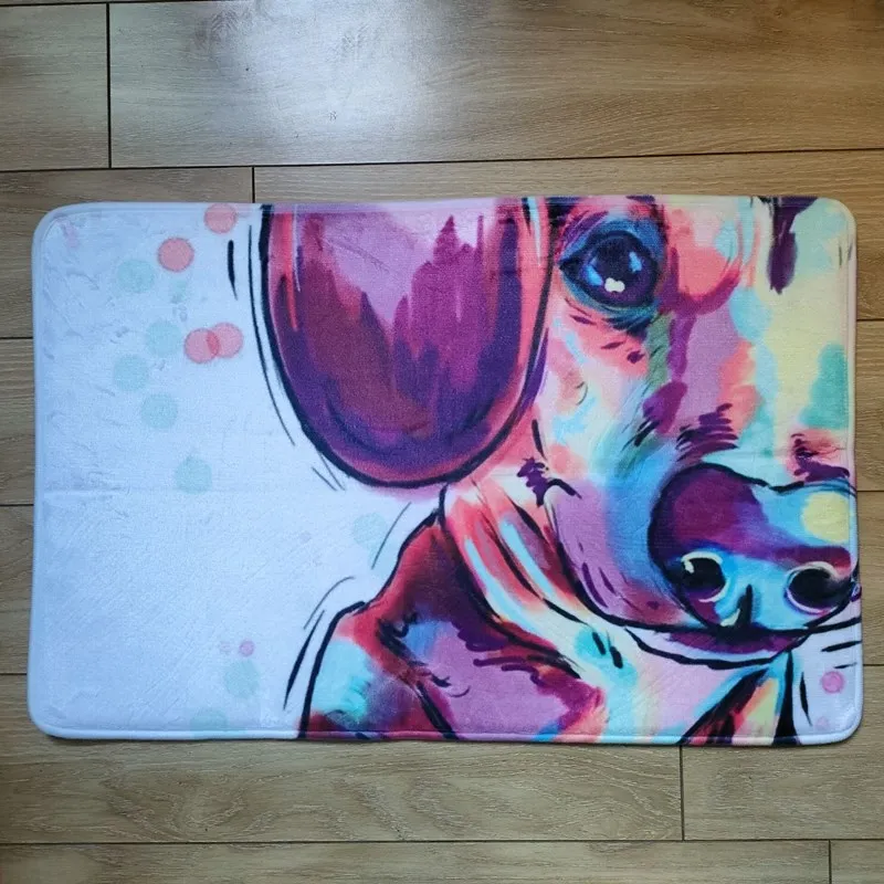 40x60cm Cartoon Dog Printed Kitchen Rug Mats Anti-slip Backing Doormats Durable Material 10mm Thick Rugs