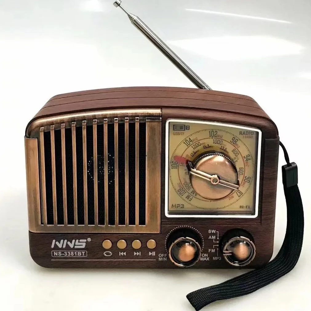 Retro Mini Radio Bluetooth Speaker Nostalgic Wood grain Desktop Home Decoration Mobile Phone Audio Gift