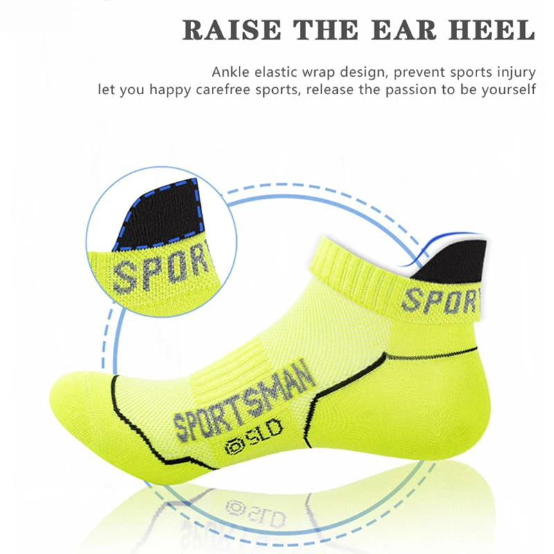 5 Pairs/ Lot Men Running Sport Socks Bright Color Cotton Travel Socks Breathable Mesh Low Cut Fitness Socks For Men