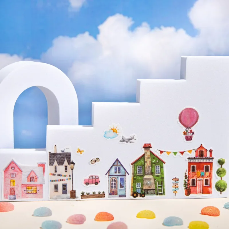 Mr. Paper My Fairytale Town Series Washi Tape Town Theme Film Cutting Tape Vintage Hand Account Decorative Landscaping Tape