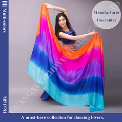Chinese Customized Women Real Silk Veils Hand Dyed Natural Silk Gradient Multi-colors
