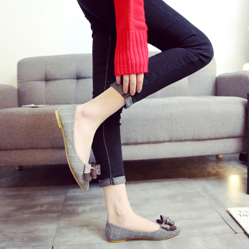 Spring Autumn New Women Shoes Casual Flats Shoes Woman Plus Size Flats Fashion Butterfly-knot Slip-on Loafers Ladies Boat Shoes