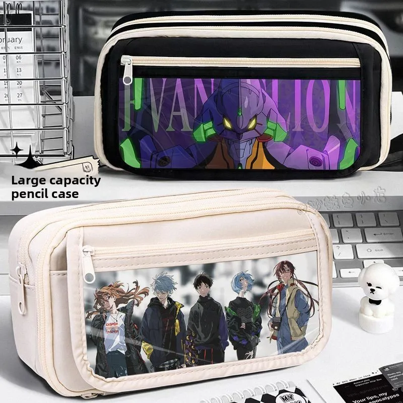 Evangelion Anime Pencil Case - Cute Cartoon Design with Large Capacity for School and Office Use
