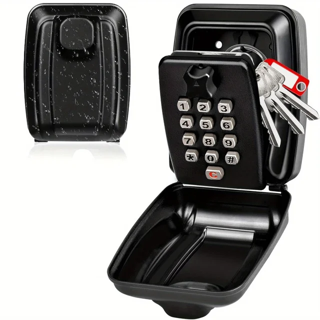 Password Key Lock Box Waterproof Wall Mounted Lock 12 Digit Combination Resettable Large Capacity Security Lock Box for Home Gar 1