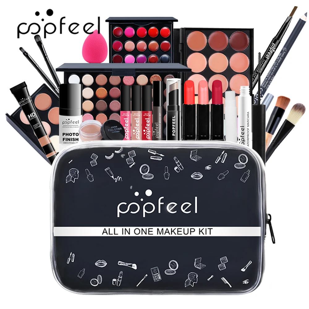 POPFEEL Complete Makeup Set - 24pcs -Warm Brown Tone Lip, Eye & Face Makeup, in Long-lasting Paste Form, Gift for Women & Girls 2