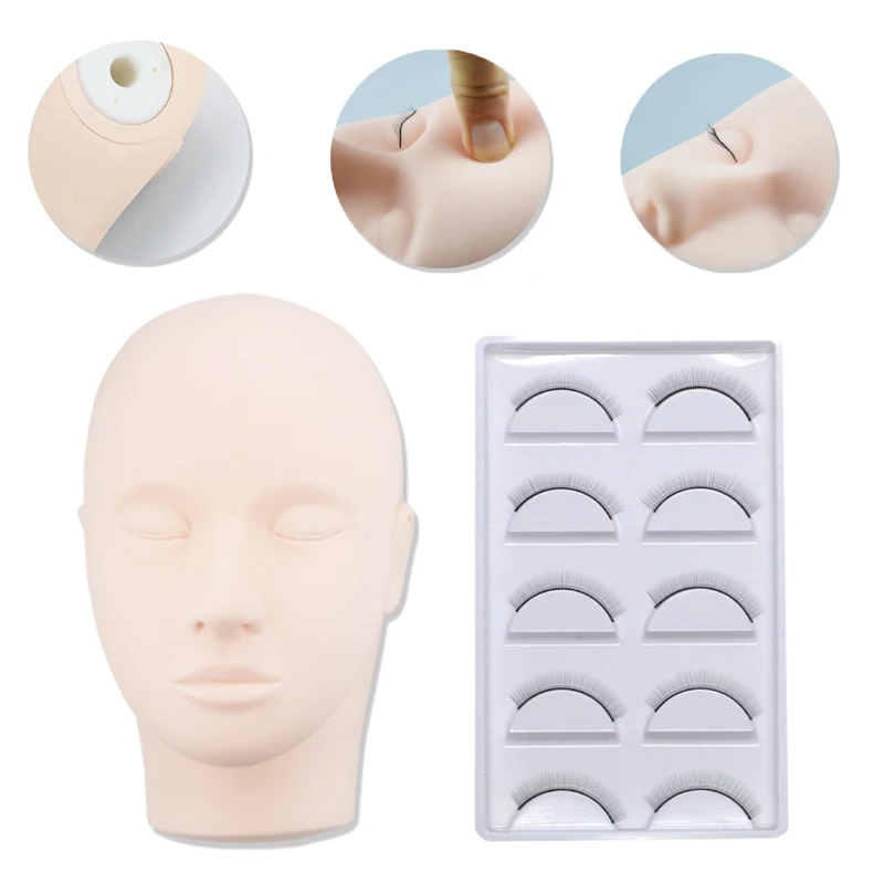 

Silicone Head Mold For Practice Eyelashes Soft Touch Training Mannequin Head Lash Extension Supplies Cosmetology Practice Tool