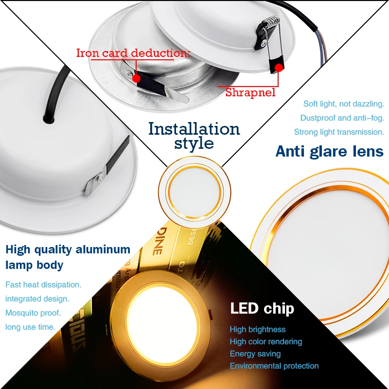 Led Downlight 220V 110V 5W 9W 12W 15W 18W DC12V 24V Round Recessed Ceiling Bathroom Lamps Living Room Light Home Indoor Lighting led ceiling light,led downlight