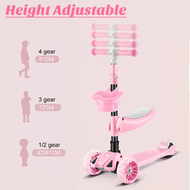 Children's Kick Scooter Folding Skateboard Kids Adjustable Height Flashing Light  for Toddlers 2-12 Year Scooter Gifts 5