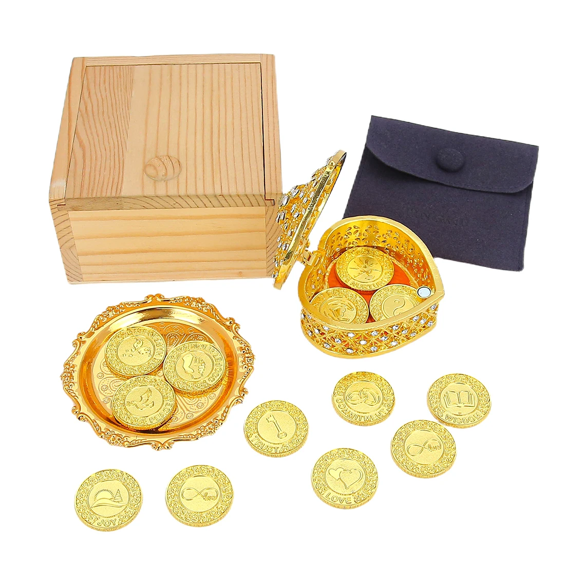 13 English Words coins Las Arras para Boda Catolica, Wedding Unity Coins Set for Wedding Ceremony