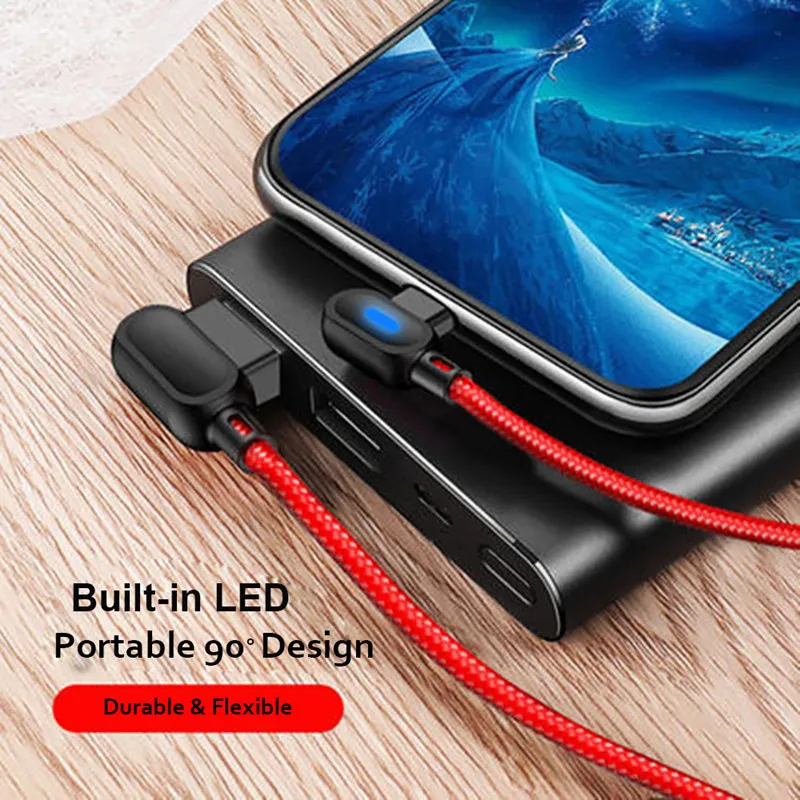 PUJIMAX Type C 90 Degree Warp Cable 2.4A Usb C 1M 2M Fast Charging Elbow Game Line for Samsung Note 8 S8 Xiaomi Mi 90 Cell Phone images - 6