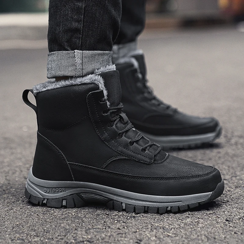 Outdoor Snow Men Boots  Waterproof, Insulated, and Slip-Resistant Winter Footwear for Cold Weather Adventures.