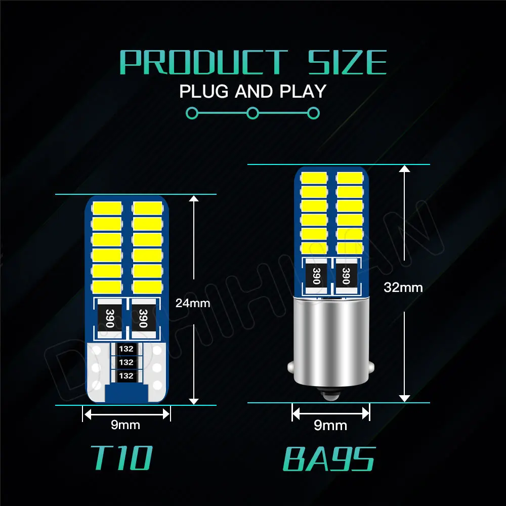 DOHIHUAN 2PCS C5W Led C10W Bulb T10 Festoon 31 mm 36mm 39mm 41mm 28mm 31mm W5W BA9S Signal Lamp 12V Red Blue Car Interior Light