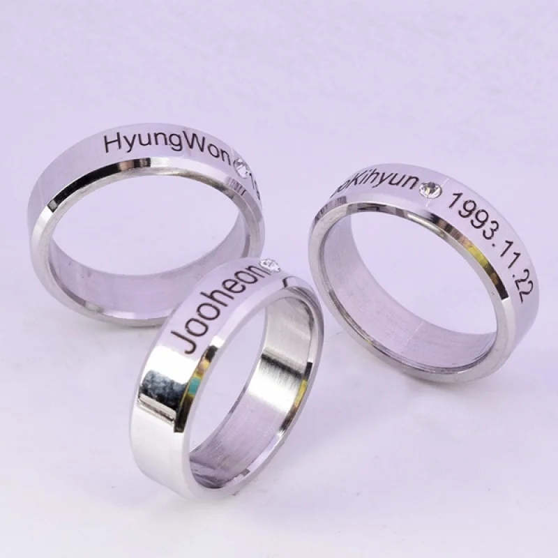 KPOP Monsta X Ring Necklace Shownu WONHO Joohoney Kihyun I.M Hyungwon Member Name Rings Chains  Rings Necklace Jewelry YooKihyun 6