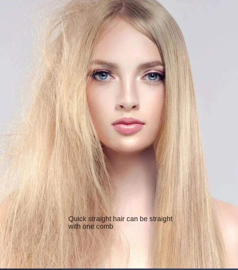 ​Adjustable Temperature Straightening Comb-Foldable Hair Styling Tool for Home and Travel, Suitable for Straight and Curly