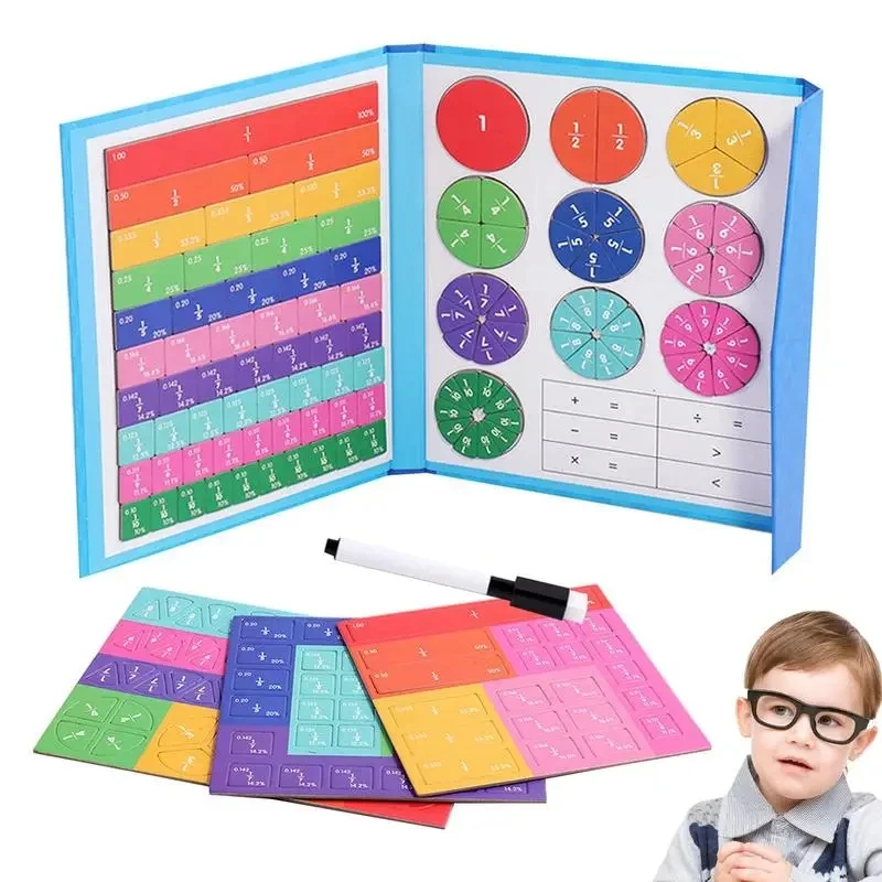 Magnetic Fraction Learning Math Toy Montessori Arithmetic Teaching Aids Wooden Book Educational Toys for Children Christmas 1Set fidget toys educational toys math toys magnetic toys learning puzzle toys teaching aids toys fraction math manipulatives fraction puzzles