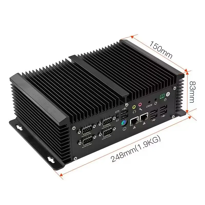 Industrial Fanless Mini PC Intel i7 10610U i5 10210U Rugged Computer 10*USB 6*COM HDMI VGA 14*GPIO 4*RJ45 LAN 4G SIM WIFI 5