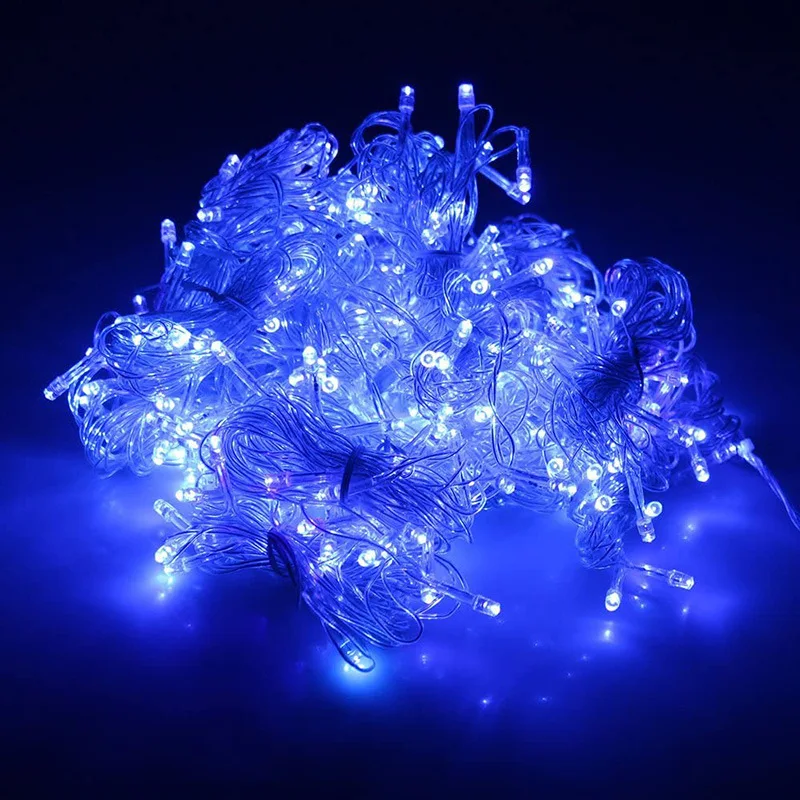 LED Blue Christmas String Lights Led Icicle Curtain Fairy String Light Fairy Light for Wedding Home Party Decoration EU AU Plug