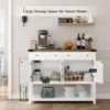 Buffet Sideboard Cabinet with Storage, 47.2" Modern Farmhouse Coffee Bar with 2 Drawers, Barn Doors Console Table with Shelf 4