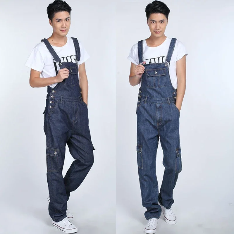 4XL 5XL Summer Spring Casual Mens Safari Style Cargo Denim Overalls , Fall Male Jeans Jumpsuits , Men Trousers Playsuits For Man