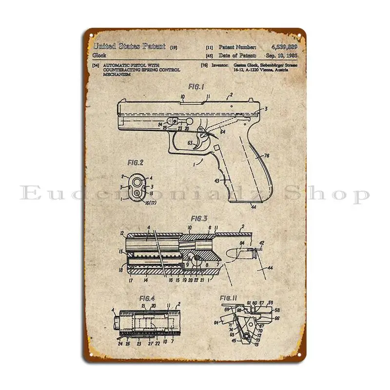 

Glockpistol Metal Sign Cinema Wall Pub Cinema Club Iron Tin Sign Poster